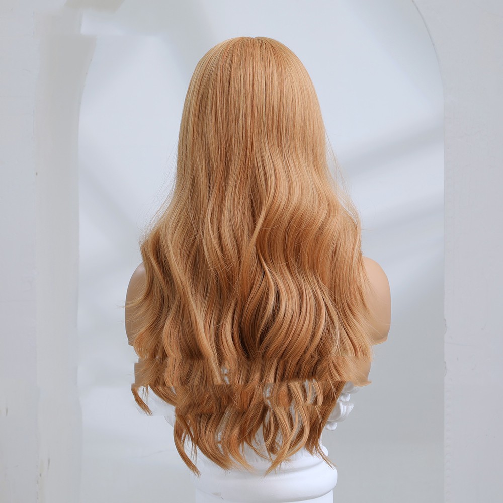 Title 7, Mid-length Long Curly Hair Linen Mixed Golden H...