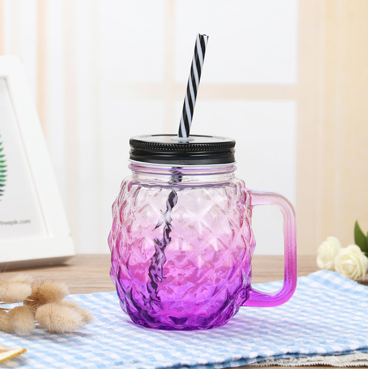 Title 9, Water cup pineapple cup glass mason jar glass b...