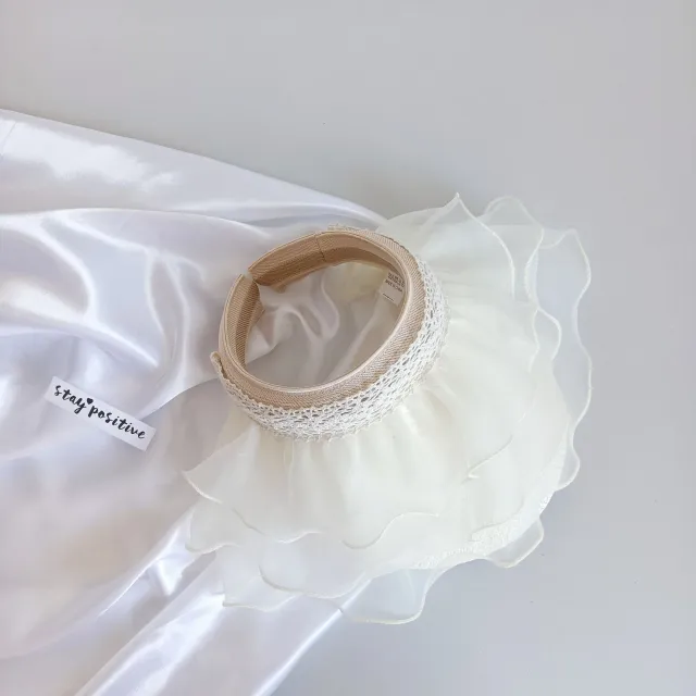 Lace Hairpin Style Sunshade Macaron Straw Hat Milky White - Shop at LoveMi