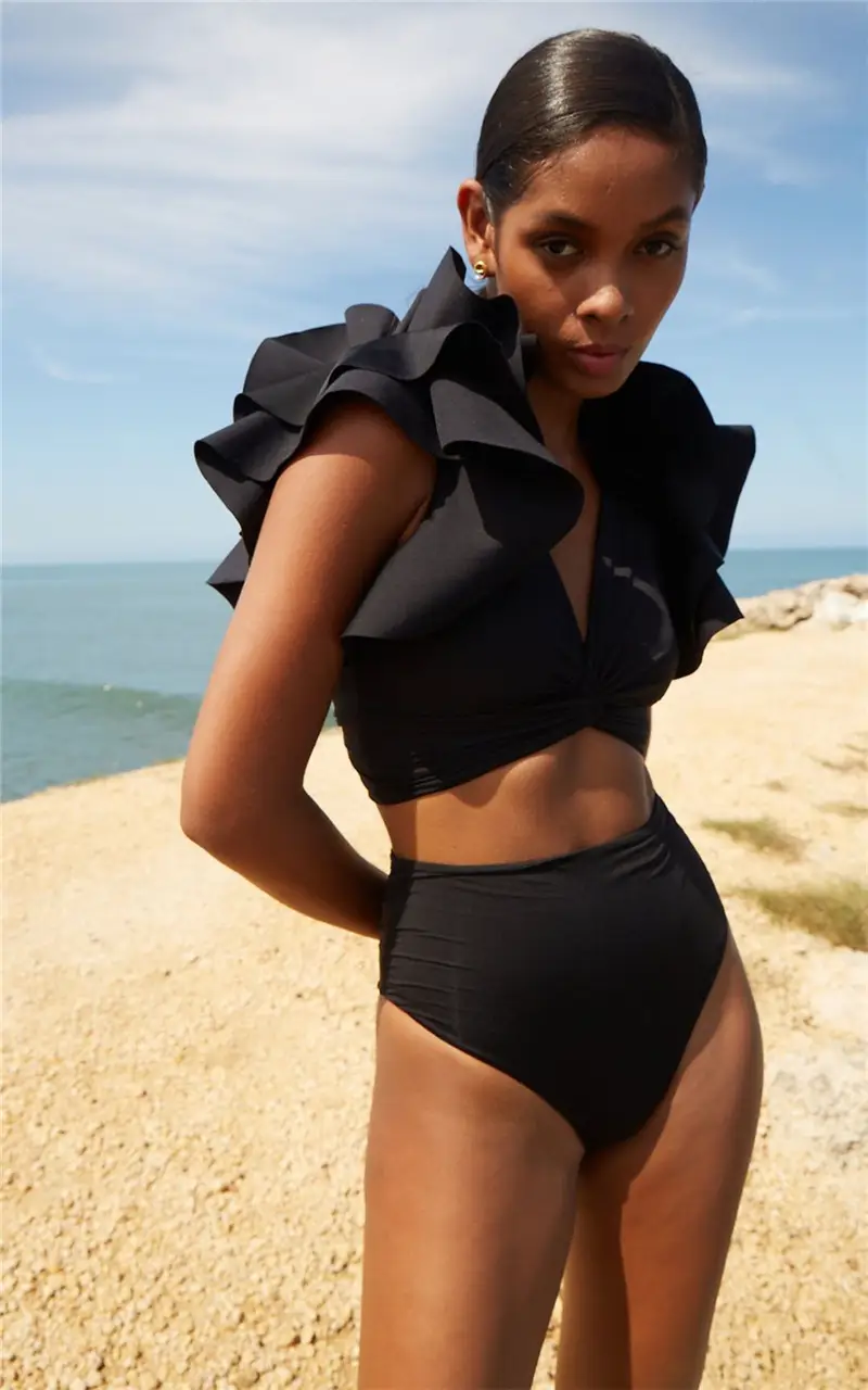 Women's Lotus Leaf Sleeve Swimsuit