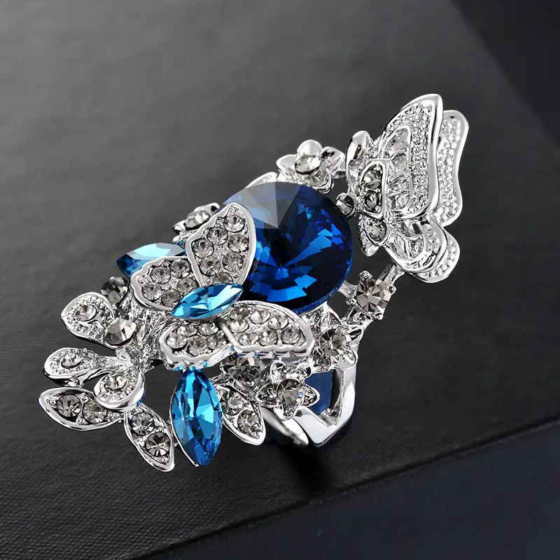 New Fashion Butterfly Crystal Zircon Diamond Ring