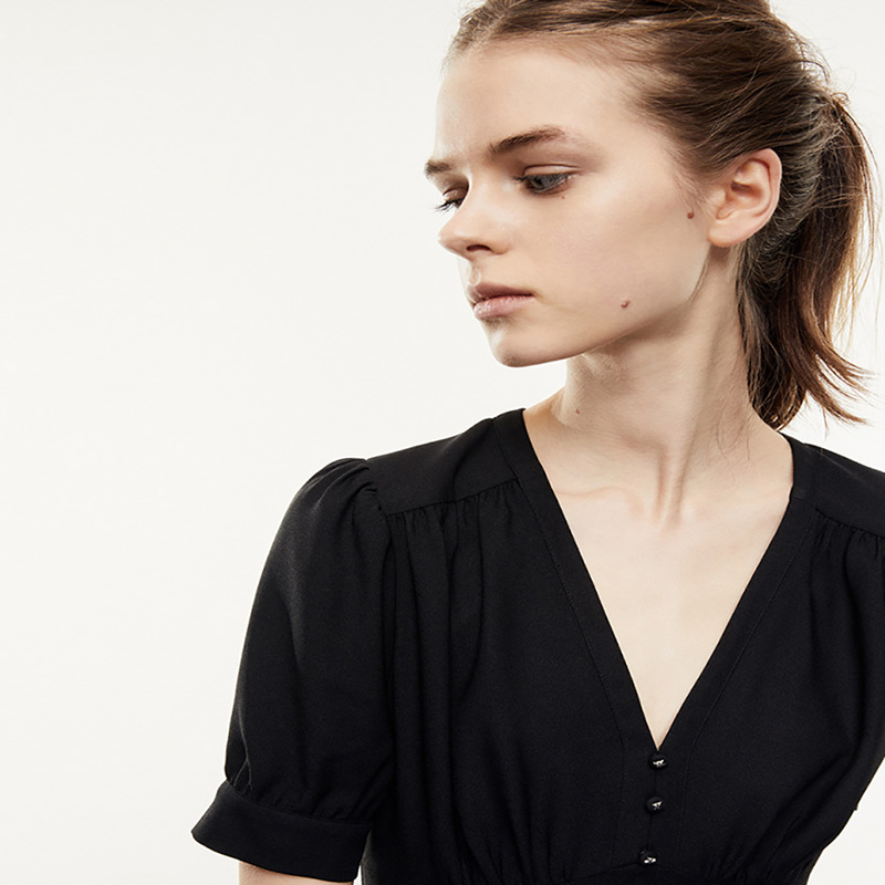 V-Neck Pleated Long Dress, picture 5 of 5