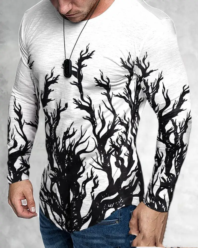 Printed 3DT Shirt Men's Autumn Breathable Black Warrior