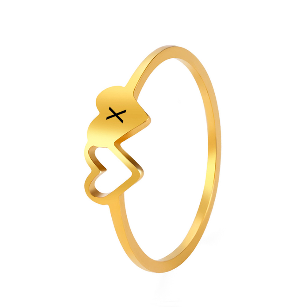 Hollow Out Double Love Ring 18k Real Gold Plating Non-fading Jewelry