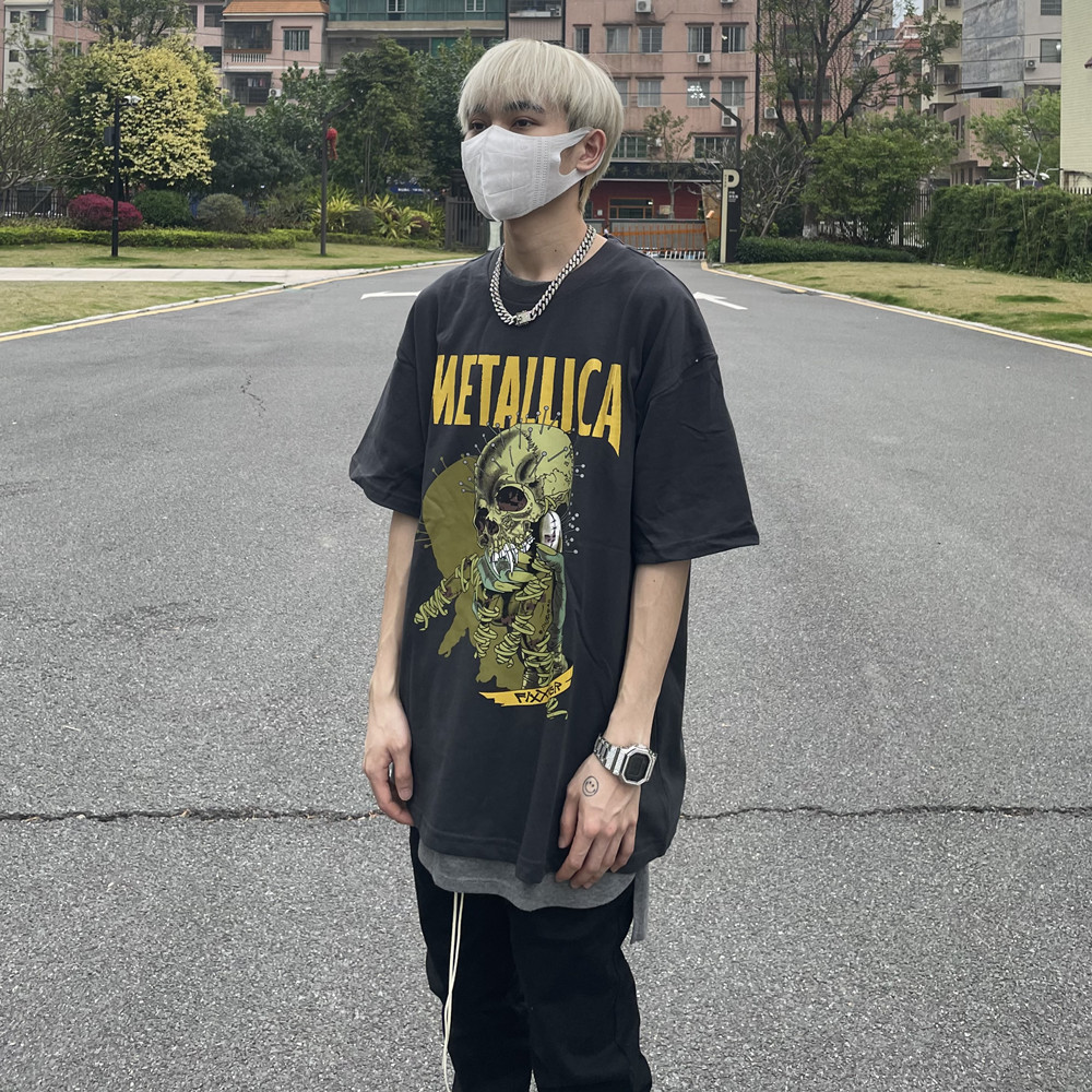 Rock Skull Print High Street Loose Short Sleeve T-Shirt