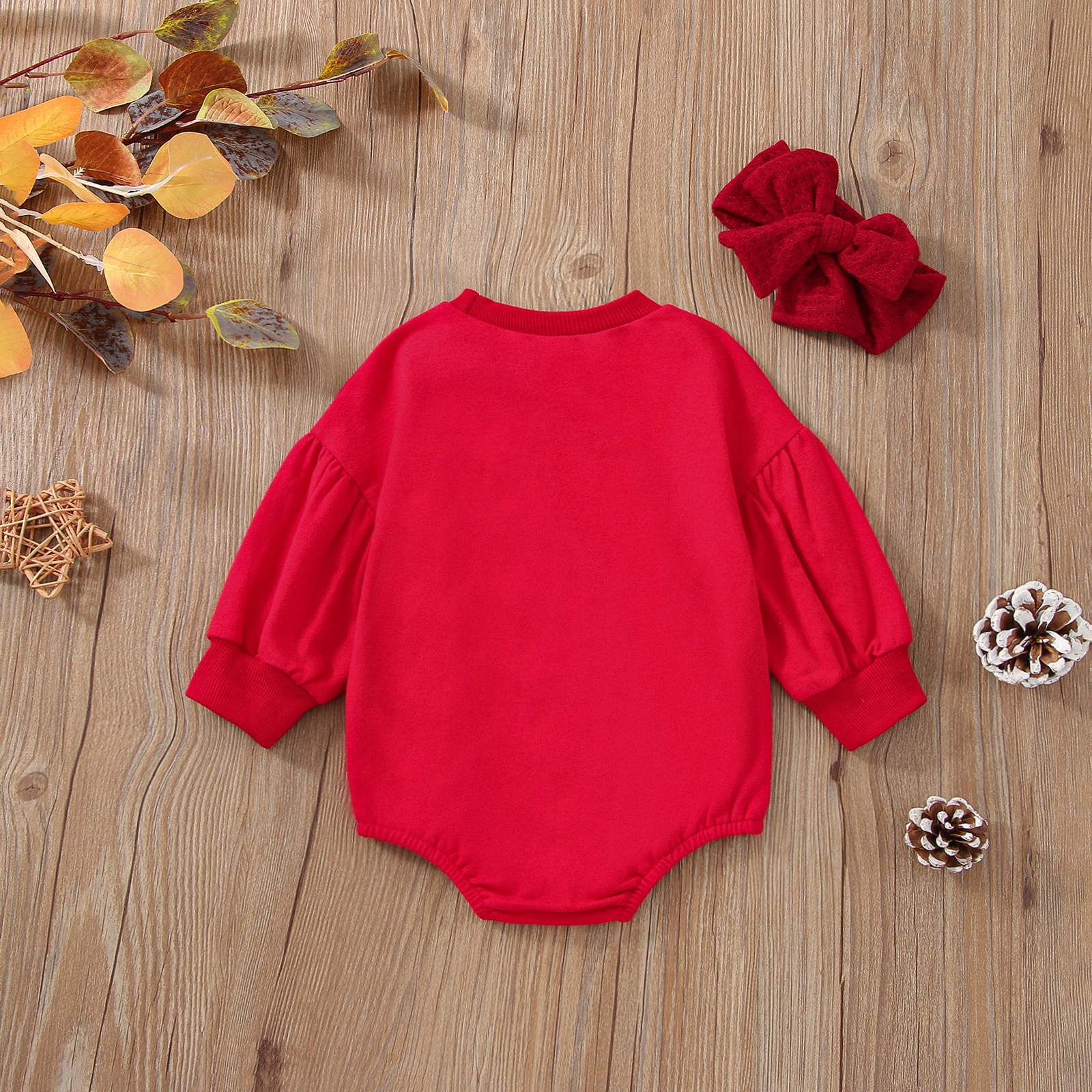 Christmas Alphabet Print Panel Sleeve Long Sleeve Set