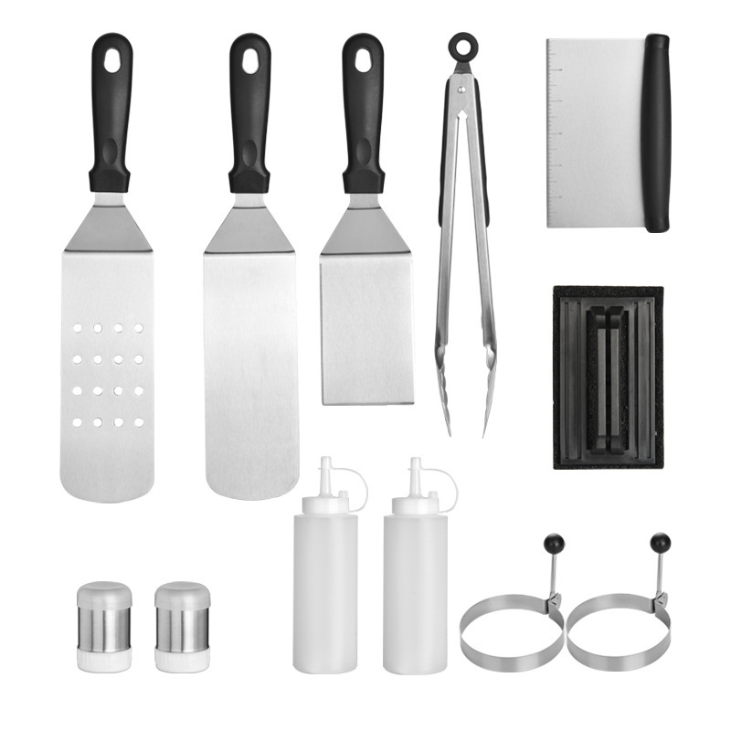 Title 3, Paslanmaz çelik teppanyaki pişirme spatulası, b...