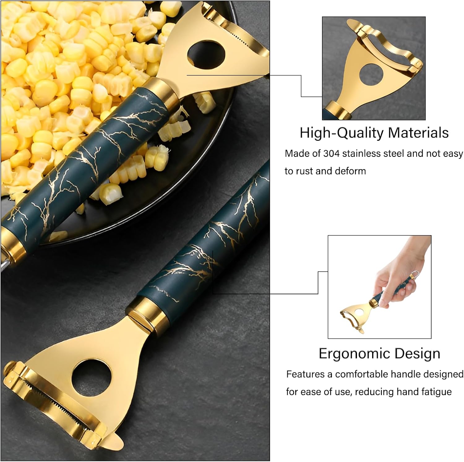 2 Pack Corn Peeler Stainless Steel | Fast Kernel Stripper Tool — view 6