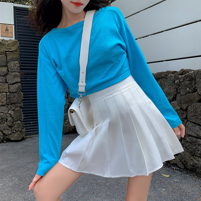 Sweet Spring And Autumn Thin Grey Skirt