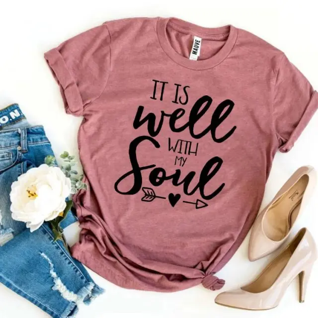 Letter Crew Neck Loose Women's Short sleeved T shirt Cameo Brown - Shop at LoveMi