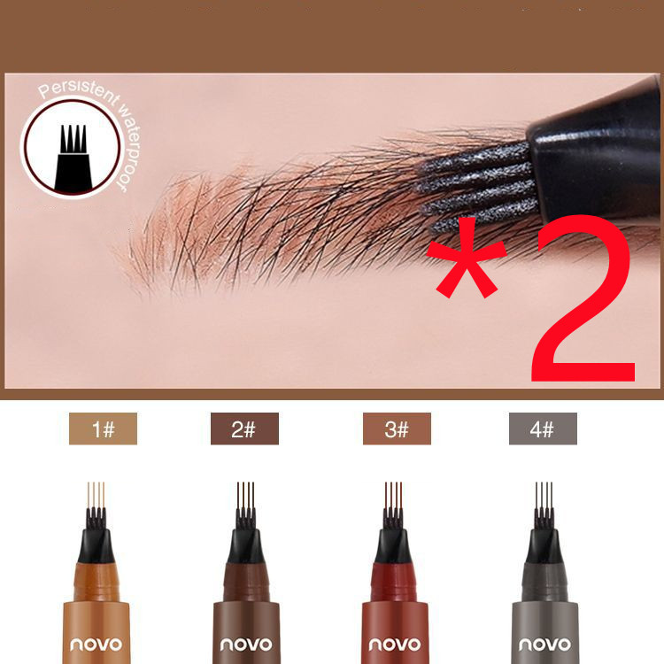 Four forked Liquid Eyebrow Pencil Three dimensional Long lasting 3Reddish Brown 2Pcs - Shop at LoveMi