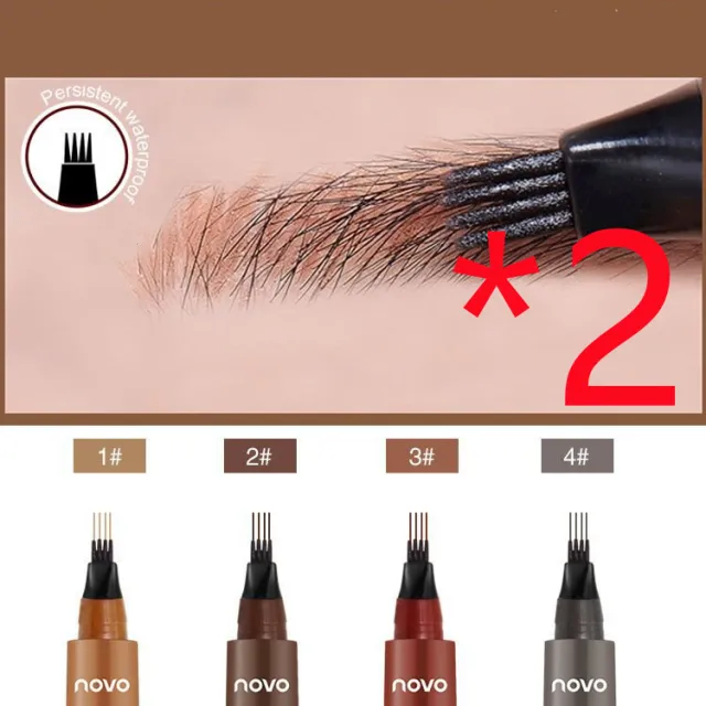 Four forked Liquid Eyebrow Pencil Three dimensional Long lasting 3Reddish Brown 2Pcs - Shop at LoveMi