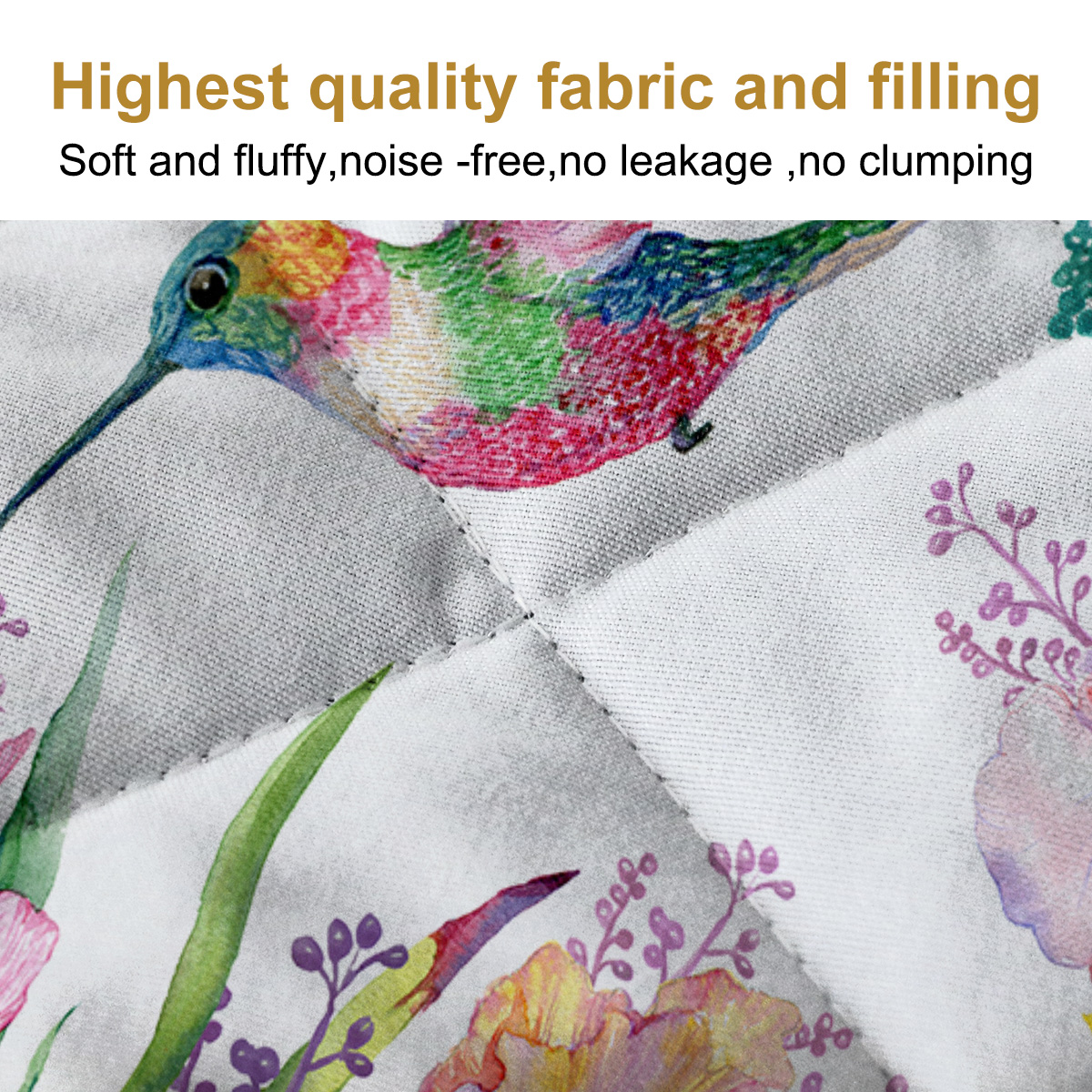 Hummingbird Pattern Quilt Set Microfiber Soft Lightweight Tropical Bird Bedding Set, 1 Quilt With 2 Pillowcases