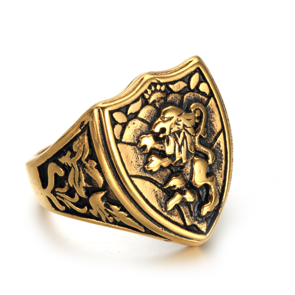 Vintage Stainless Steel Lion Totem Ring