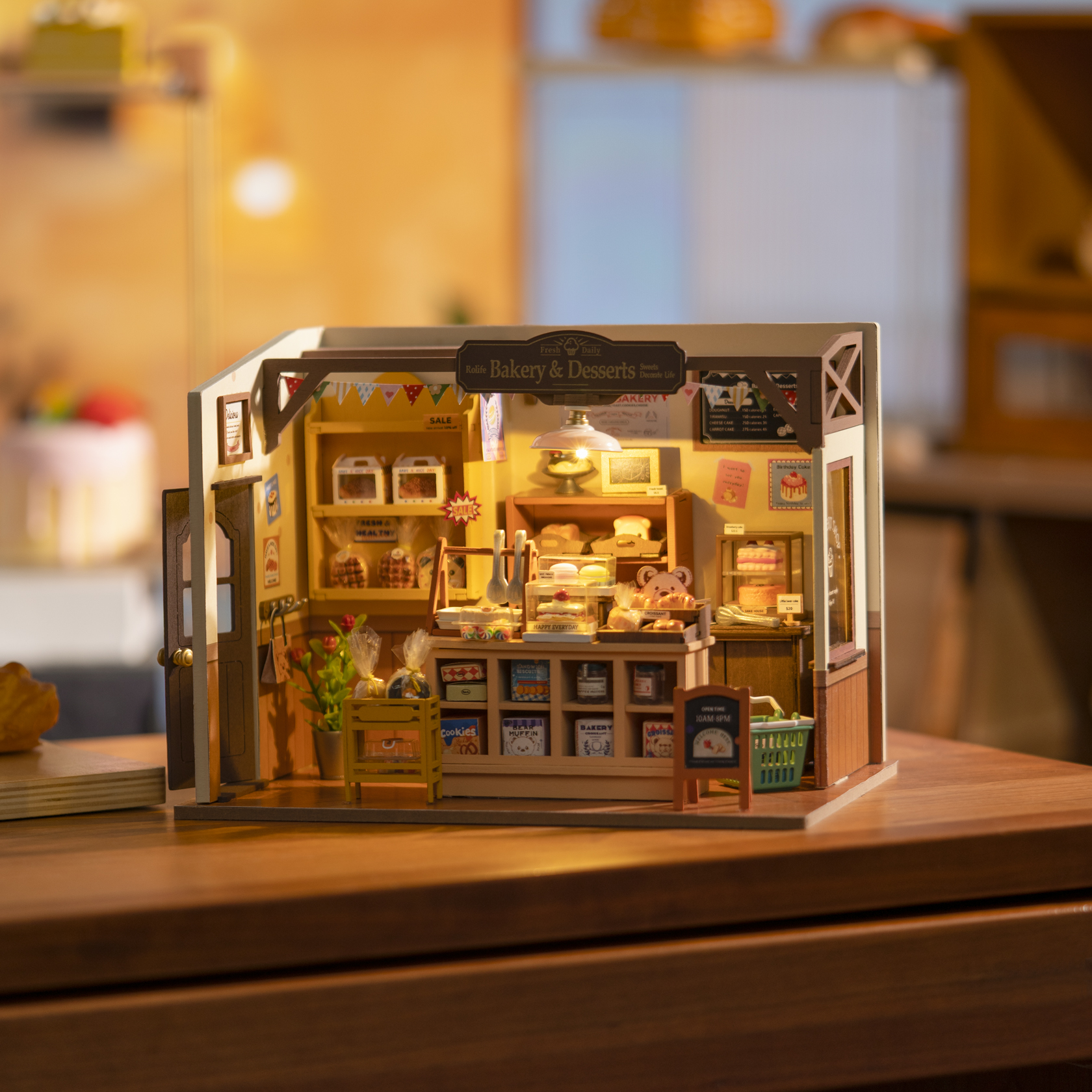 A miniature wooden toy of Becka's Baking House by Rolife, designed for kids. Model DG161.