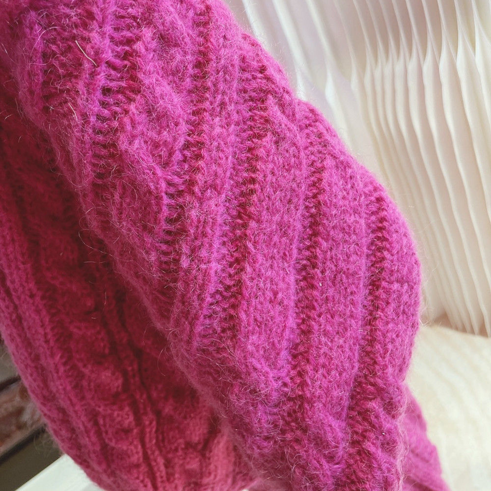 Women's Foreign Charm Rose Red Long Sweater Coat