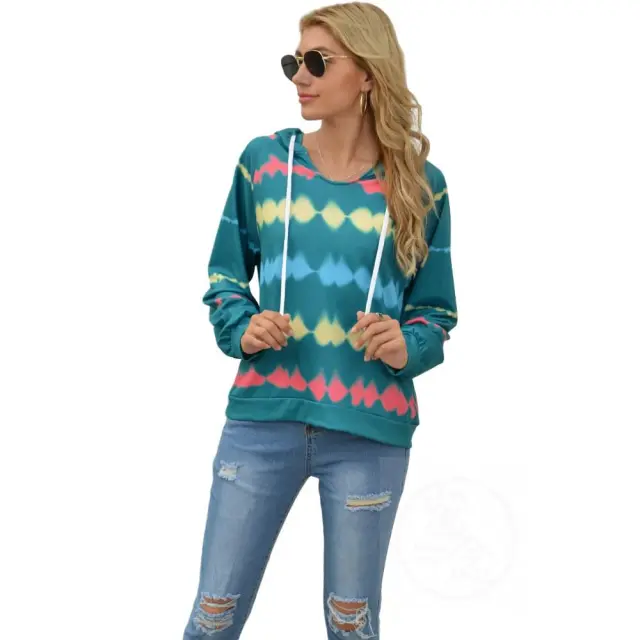 Autumn And Winter Women's Striped Hoodie Green - Shop at LoveMi
