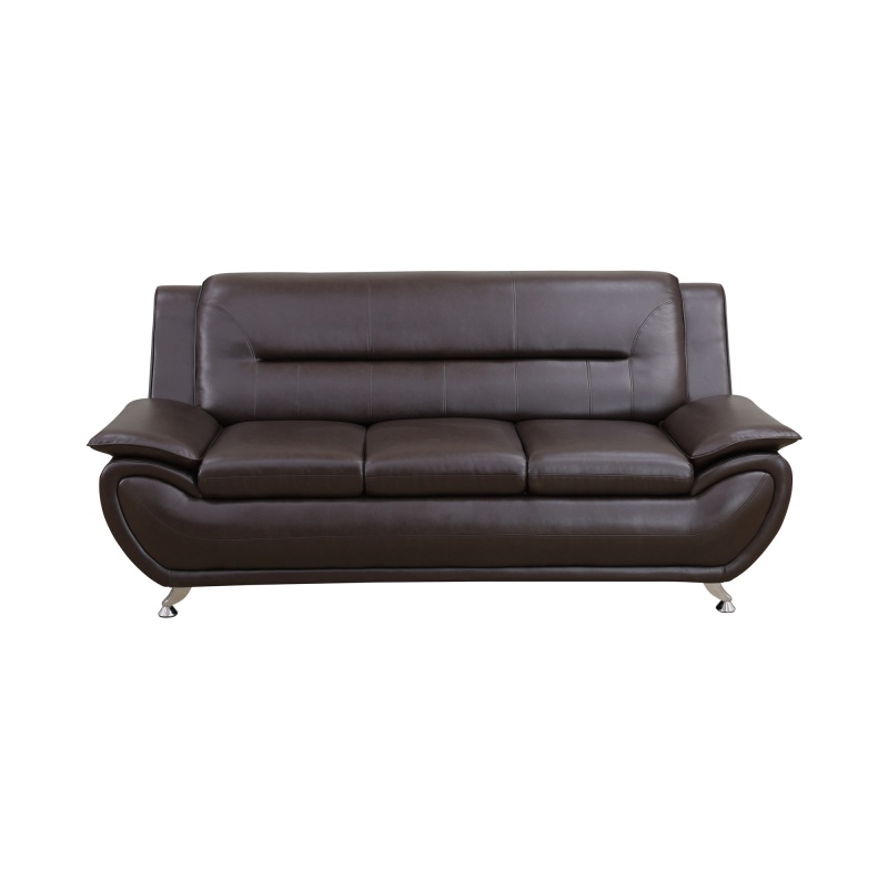 Pickup Only--Brown Breathable Leather Living Room 3-Piece Sofa Set