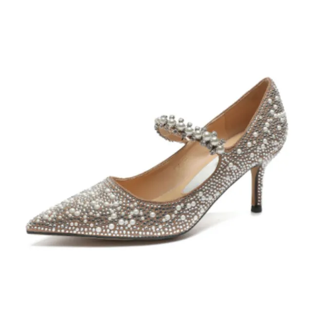 Crystal Pointed Toe High Heels Fairy Banquet Stiletto 7Cm 38 - Shop at LoveMi