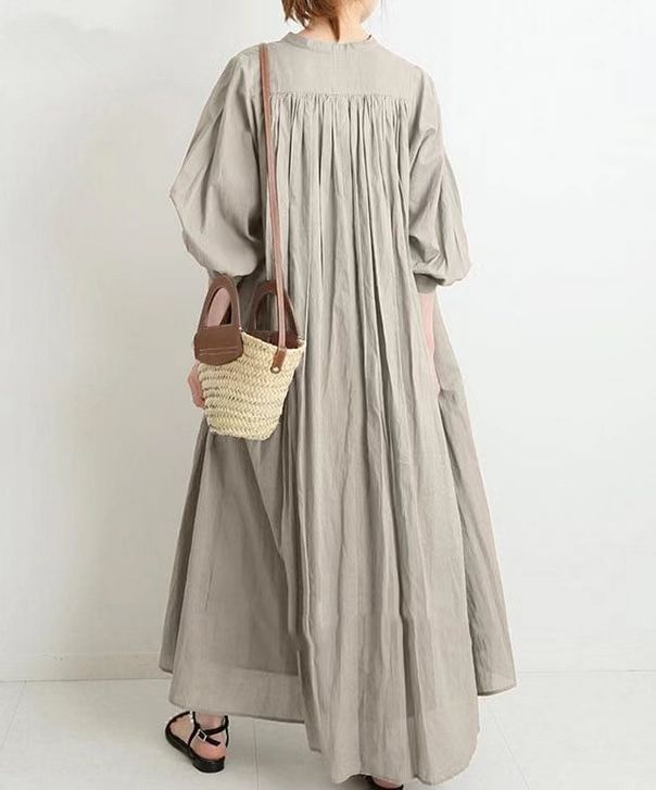 Standing Neck Large Swing Loose Fitting Women's Dress