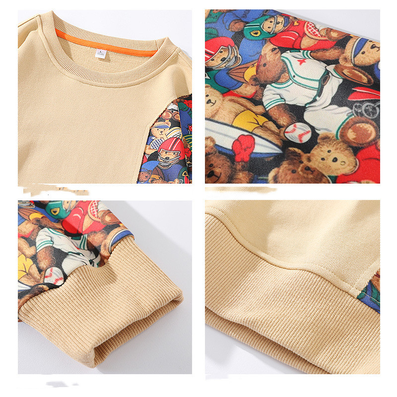 Men's Round Collar Contrast Sweatshirt Loose Drop Shoulders