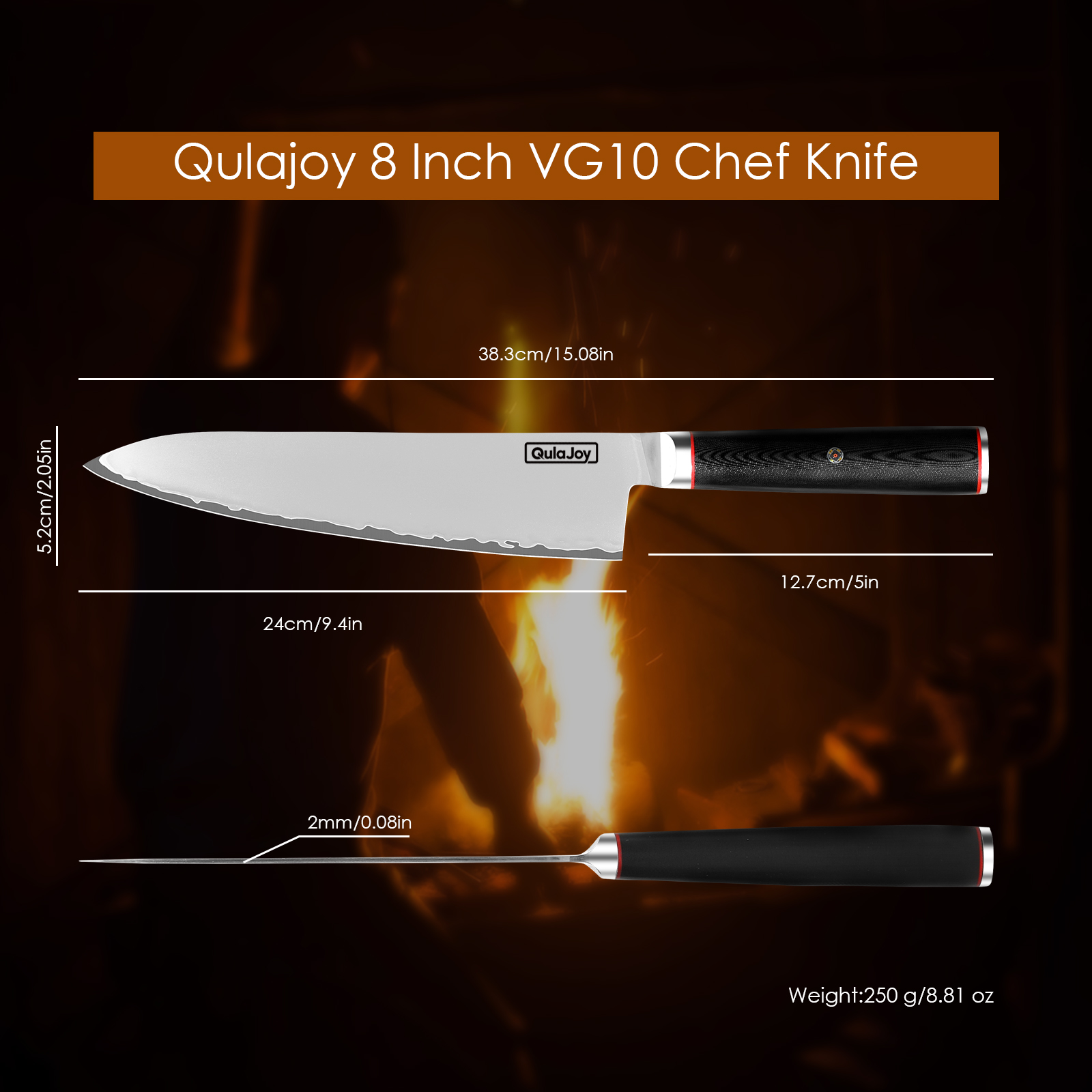 qulajoy vg10 chef knife japanese 10cr15mov steel chefs knives slicing knife for meat vegetable