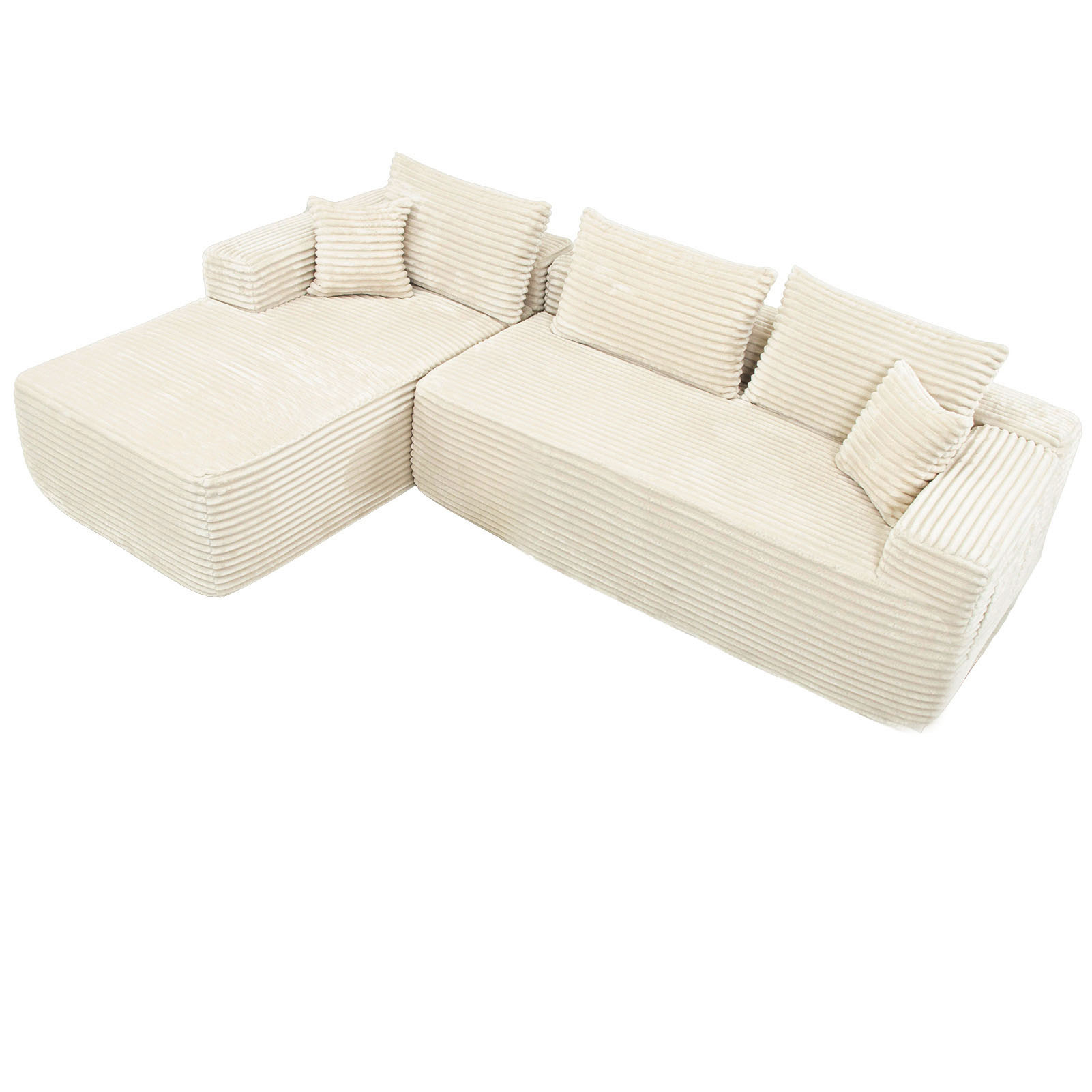 YM3116250005811& YM3116250006111 Combination Products Are Not Sold Sep-L Shape Modular Sectional Couch Spacious Comfortable 2 Seater Sofa With Pillows For Living Room Office No Assembly Required Beig