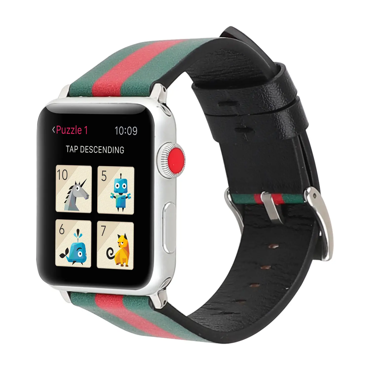 Leather Watch Strap With Flag Pattern