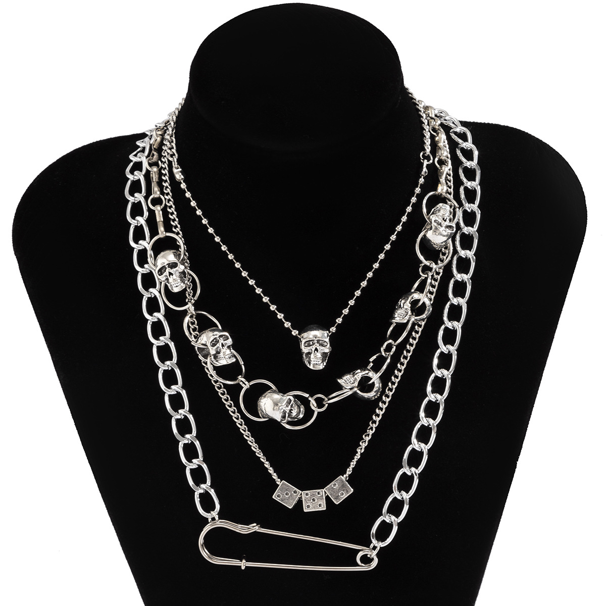 Fashion Retro Creative Skull Pin Necklace
