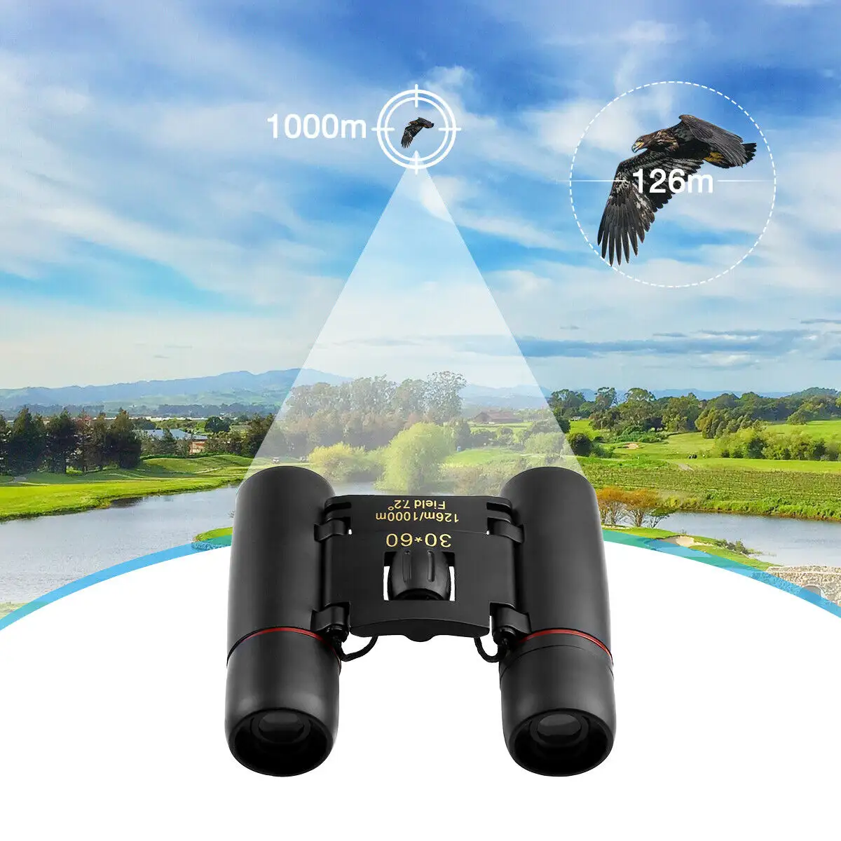 Binoculars 30x60 Zoom Travel Compact Folding Telescope