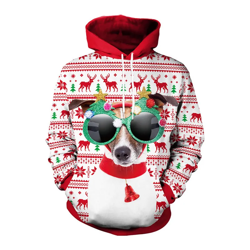 Elk Christmas Animal Print Couple Hooded Sweater - Sb101127-M