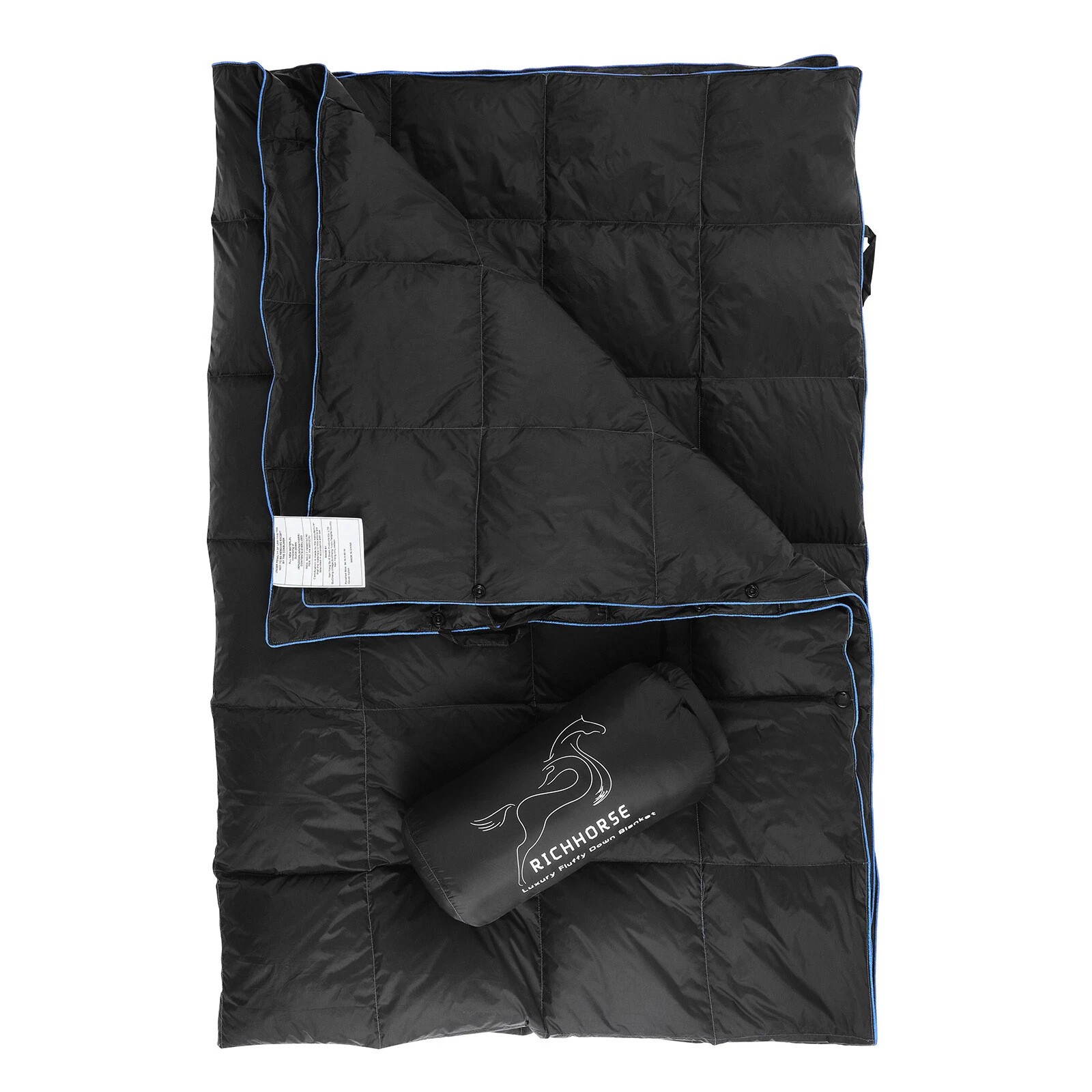 Down Camping Blanket Camping Hiking Puffy Down Blanket Packable Lightweight Down  Black