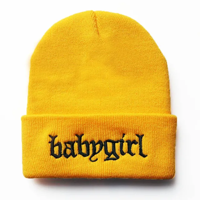 Embroidered Knitted Hat Warm Pullover Hip Hop Gold - Shop at LoveMi