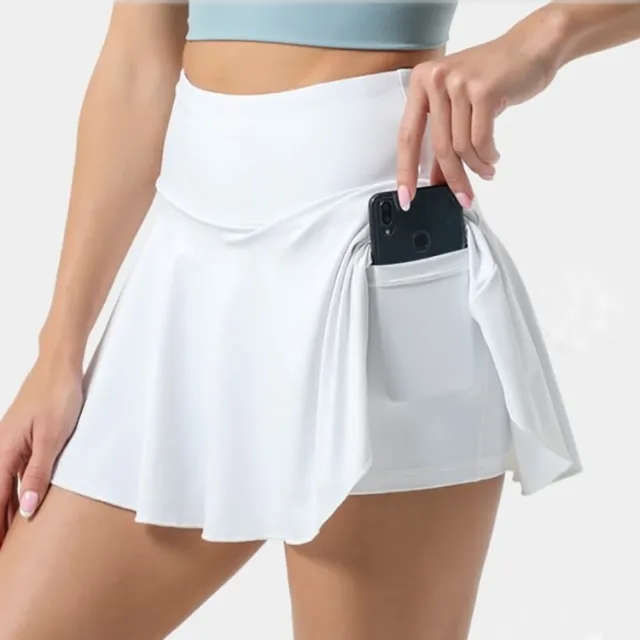 Elegant Women's Pleated Tennis High Waist Sports Skirt White - Shop at LoveMi