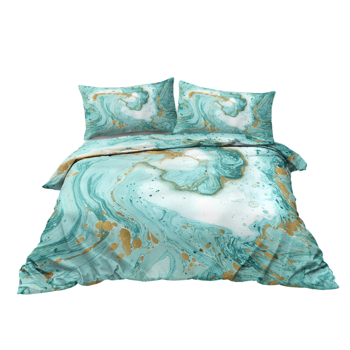 Chic girly marble duvet cover mint gold glitter turquoise