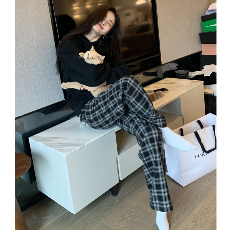 Autumn Loose Straight Leg Slimming Casual High Waist Long Pants