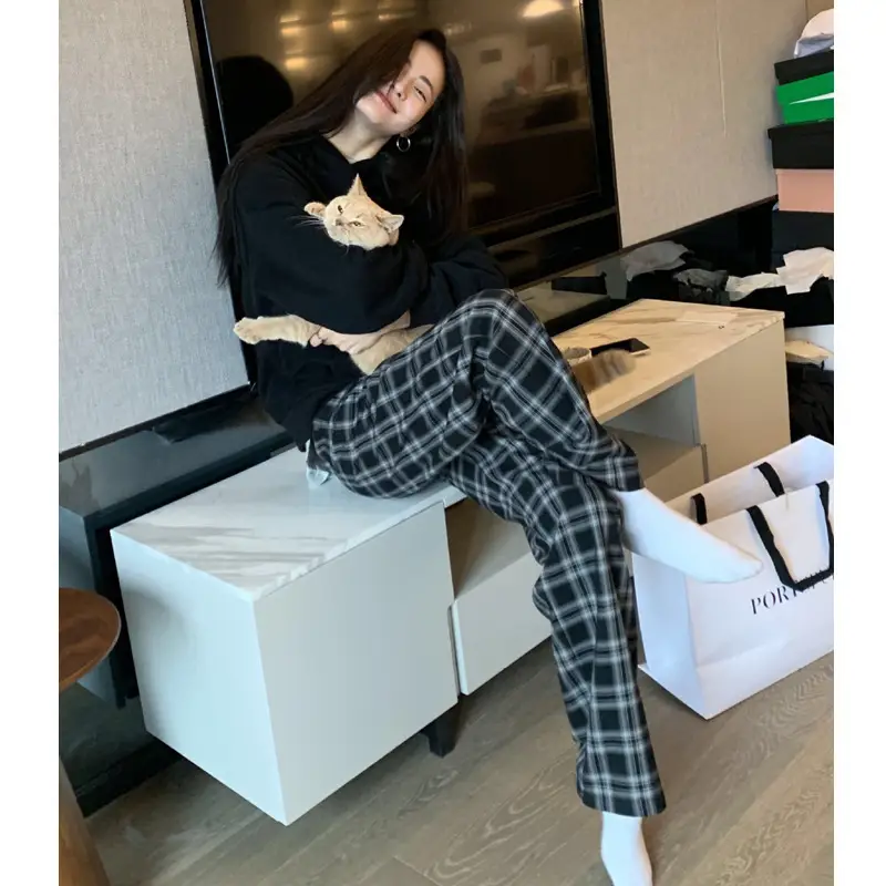 Autumn Loose Straight Leg Slimming Casual High Waist Long Pants