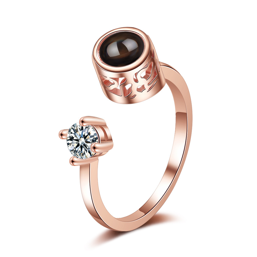100 Languages I Love You Ring With Diamond Projection Adjustable