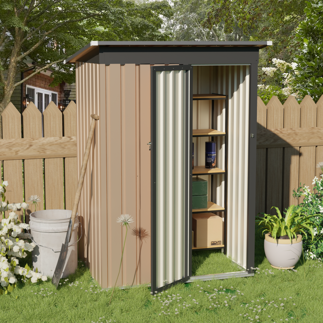 5FTx3FT Pent Roof Grey Outdoor Tool Bike Storage Garden Shed Tool House