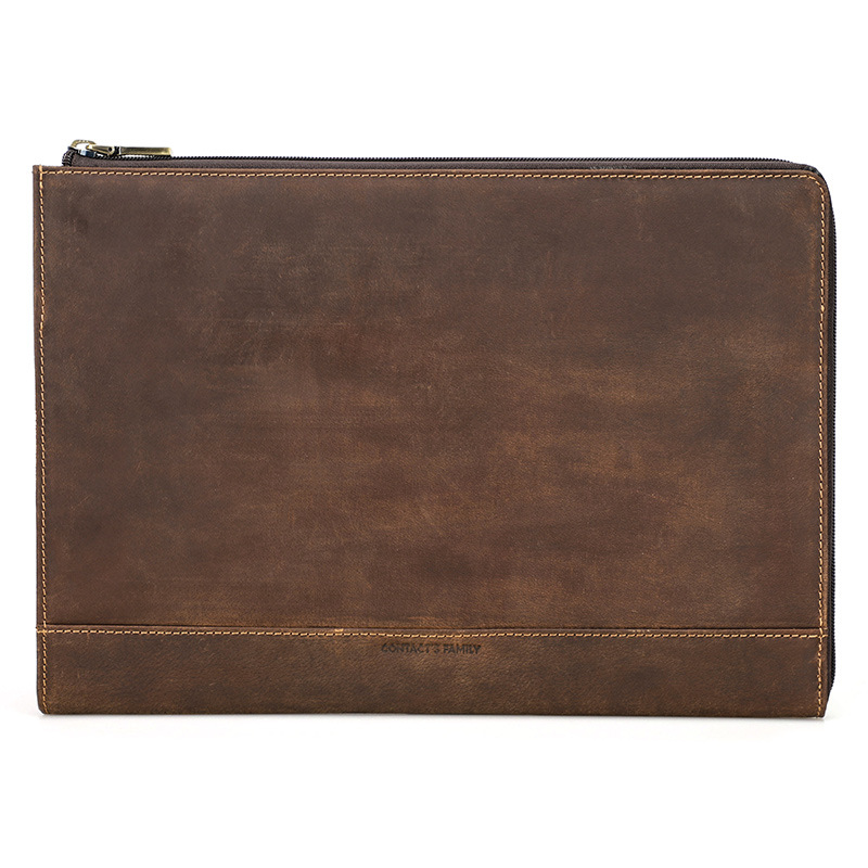 Protective Case Crazy Horse Oil Leather Zipper Laptop Bag — foto 4