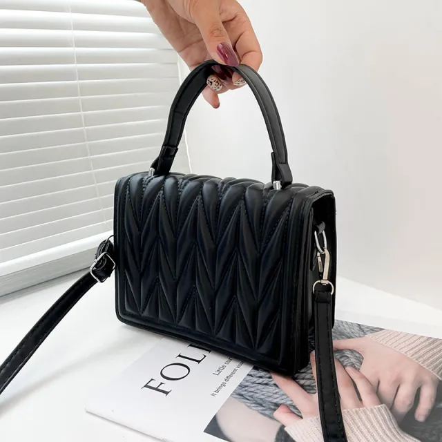 Soft Embroidered Thread Color Hand held Messenger Bag Black - Shop at LoveMi