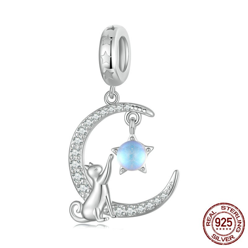 Playful And Cute Moon Cat Pendant