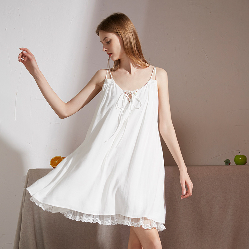 Title 5, Lace sling cotton short nightdress, perfect for...