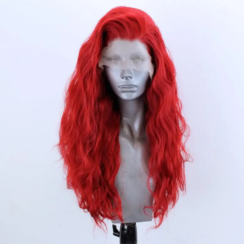 Red Curly Hair Half-hand Crocheted Front Lace