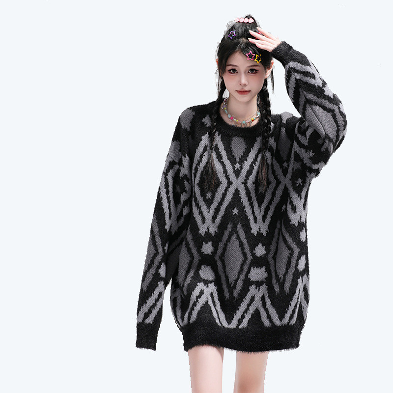 Men's And Women's Same Round Neck Jacquard Knitted Sweater