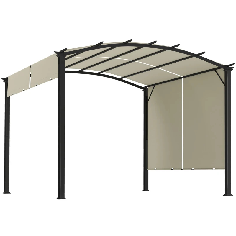 11' X 11' Outdoor Retractable Pergola Canopy For Backyard, Beige