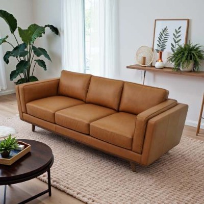 Chase Mid Century Modern Genuine Leather Sofa_voghion.com