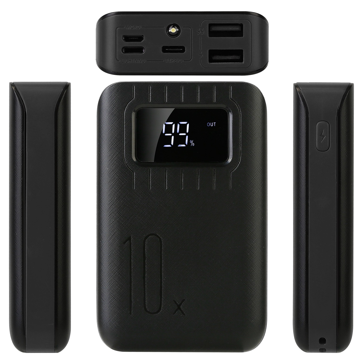 1Pc 1W MAh Portable Power Bank External Battery Pack Charger Dual USB Charge Interface With LCD Display Flashlight Type C Micro USB Lightning Input — foto 13
