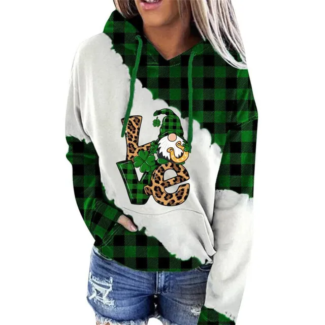 Women Sweatshirts Lucky Grass Print Streetwear Sweatshirts Hoodie Pullover Loose Casual Hooded Tops Clothes Love Xxl - Shop at LoveMi