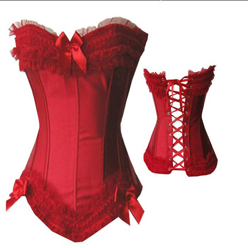 Title 5, Gothic Vintage Red Corset Outer Wear Gathered C...